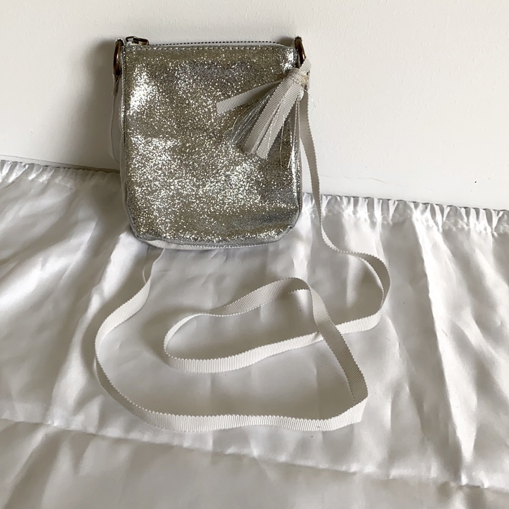 J Crew “Crewcuts” Silver Glitter Crossbody Bag
